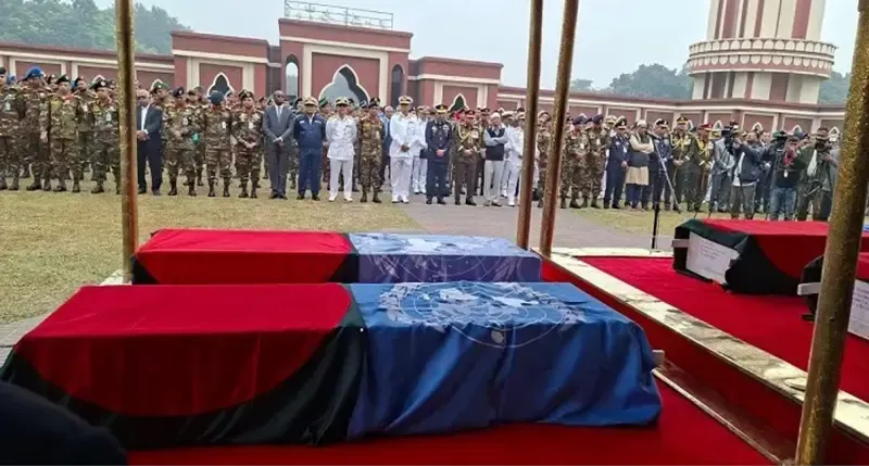 সুদানে হামলায় নিহত ৬ বাংলাদেশি শান্তিরক্ষীর জানাজা সম্পন্ন